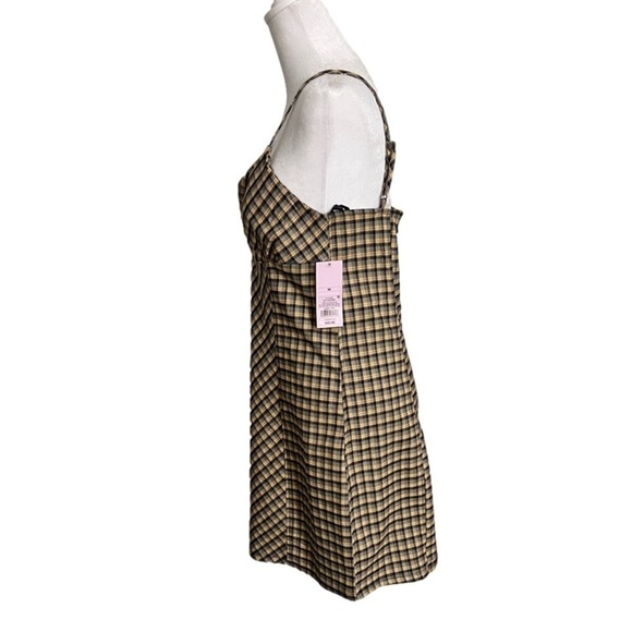 WILD Fable Spaghetti Strap Adjustable Yellow Navy Plaid Dress Women’s Size M - Picture 6 of 14